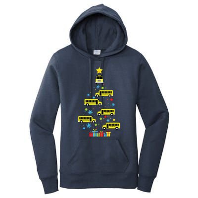 School Bus Christmas Tree Funny Bus Driver Graphic Cute Women's Pullover Hoodie