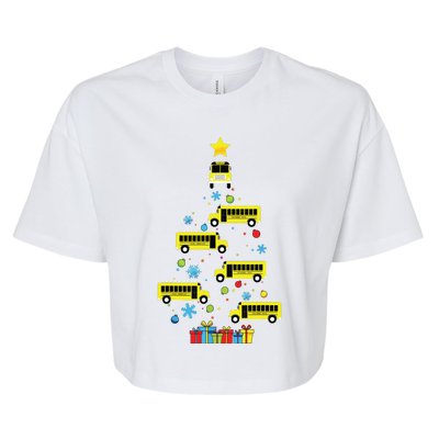 School Bus Christmas Tree Funny Bus Driver Graphic Cute Bella+Canvas Jersey Crop Tee