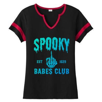 Spooky Babes Club Halloween Salem Witchy Spooky Season Gift Ladies Halftime Notch Neck Tee