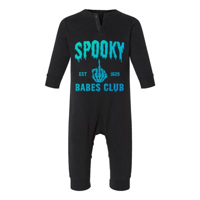 Spooky Babes Club Halloween Salem Witchy Spooky Season Gift Infant Fleece One Piece