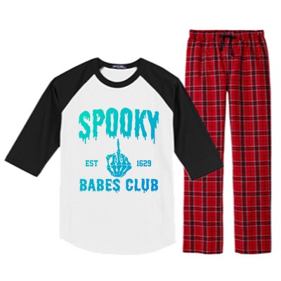 Spooky Babes Club Halloween Salem Witchy Spooky Season Gift Raglan Sleeve Pajama Set