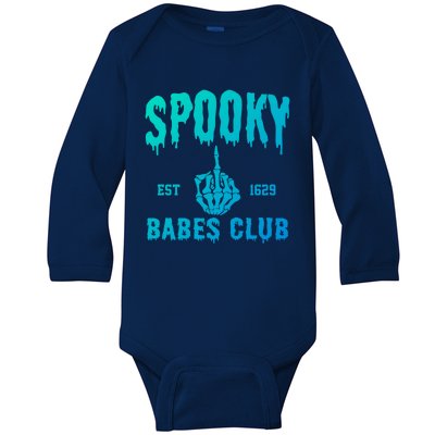 Spooky Babes Club Halloween Salem Witchy Spooky Season Gift Baby Long Sleeve Bodysuit