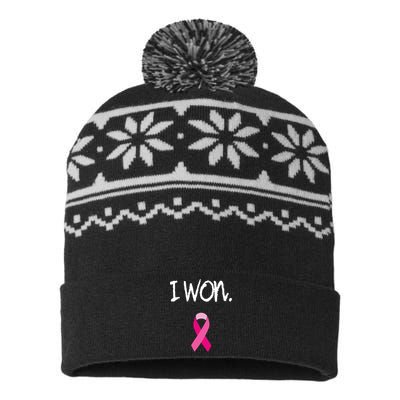 Survivor Breast Cancer Awareness USA-Made Snowflake Beanie