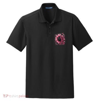 Sunflower Breast Cancer Awareness Dry Zone Grid Polo