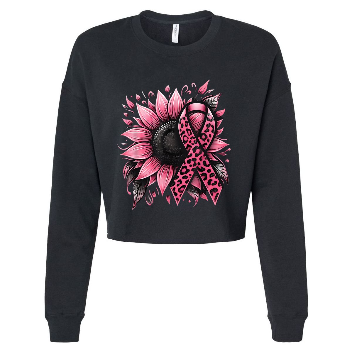 Sunflower Breast Cancer Awareness Cropped Pullover Crew