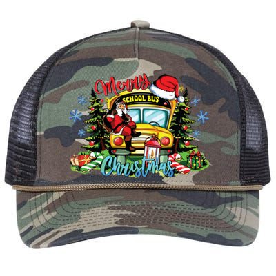 School Bus Christmas Tree Funny Santa Bus Driver Lover Gifts Retro Rope Trucker Hat Cap