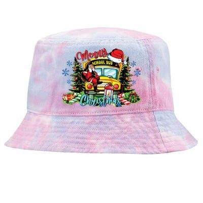 School Bus Christmas Tree Funny Santa Bus Driver Lover Gifts Tie-Dyed Bucket Hat