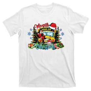 School Bus Christmas Tree Funny Santa Bus Driver Lover Gifts T-Shirt