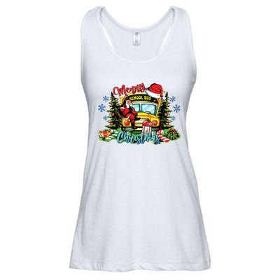 School Bus Christmas Tree Funny Santa Bus Driver Lover Gifts Ladies Essential Flowy Tank