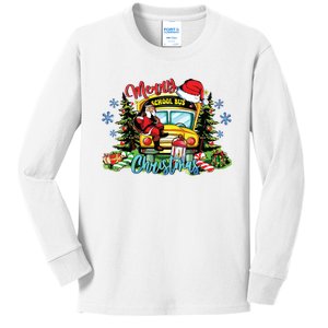 School Bus Christmas Tree Funny Santa Bus Driver Lover Gifts Kids Long Sleeve Shirt