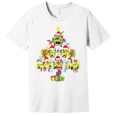 School Bus Christmas Tree Funny Santa Bus Driver Premium T-Shirt