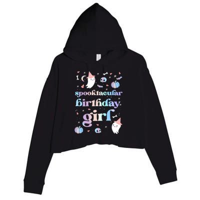 Spooktacular Birthday Cute Ghost Halloween Party Retro Gift Crop Fleece Hoodie