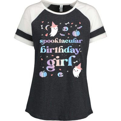 Spooktacular Birthday Cute Ghost Halloween Party Retro Gift Enza Ladies Jersey Colorblock Tee