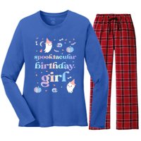 Spooktacular Birthday Cute Ghost Halloween Party Retro Gift Women's Long Sleeve Flannel Pajama Set 