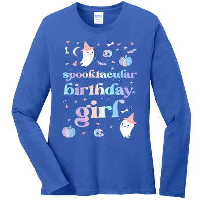 Spooktacular Birthday Cute Ghost Halloween Party Retro Gift Ladies Long Sleeve Shirt