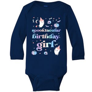 Spooktacular Birthday Cute Ghost Halloween Party Retro Gift Baby Long Sleeve Bodysuit