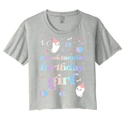 Spooktacular Birthday Cute Ghost Halloween Party Retro Gift Women's Crop Top Tee