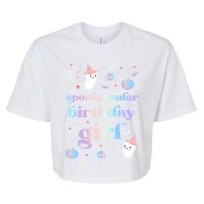 Spooktacular Birthday Cute Ghost Halloween Party Retro Gift Bella+Canvas Jersey Crop Tee