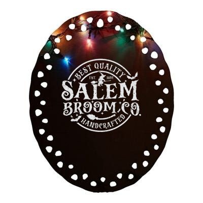 Salem Broom Company Est 1692 Halloween Classic Funny Witch Ceramic Oval Ornament