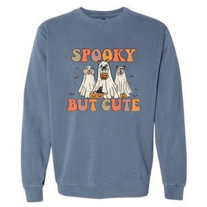 Spooky But Cute Ghost Dog Boo Pumpkin Candy Groovy Halloween Gift Garment-Dyed Sweatshirt