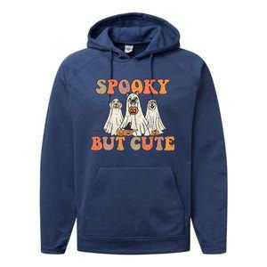 Spooky But Cute Ghost Dog Boo Pumpkin Candy Groovy Halloween Gift Performance Fleece Hoodie