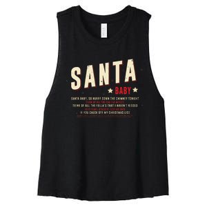 Santa Baby Christmas Song Lyrics Eartha Kitt Women's Racerback Cropped Tank