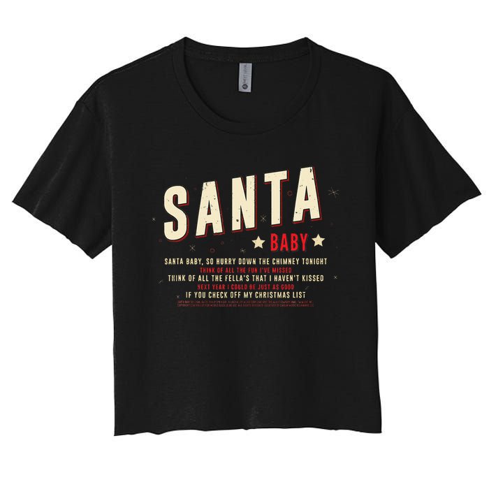 Santa Baby Christmas Song Lyrics Eartha Kitt Women's Crop Top Tee