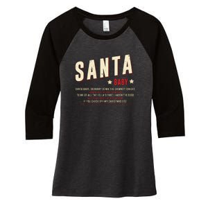 Santa Baby Christmas Song Lyrics Eartha Kitt Women's Tri-Blend 3/4-Sleeve Raglan Shirt