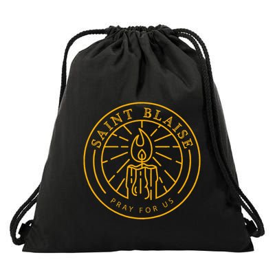St Blaise Candle Catholic Saint Drawstring Bag
