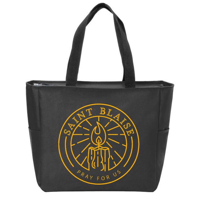 St Blaise Candle Catholic Saint Zip Tote Bag