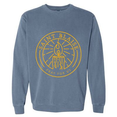St Blaise Candle Catholic Saint Garment-Dyed Sweatshirt
