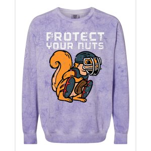 Squirrel Baseball Catcher Protect Your Nuts Colorblast Crewneck Sweatshirt