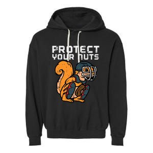 Squirrel Baseball Catcher Protect Your Nuts Garment-Dyed Fleece Hoodie