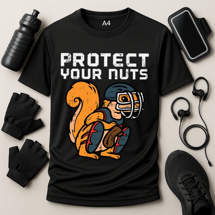 Squirrel Baseball Catcher Protect Your Nuts Cooling Performance Crew T-Shirt