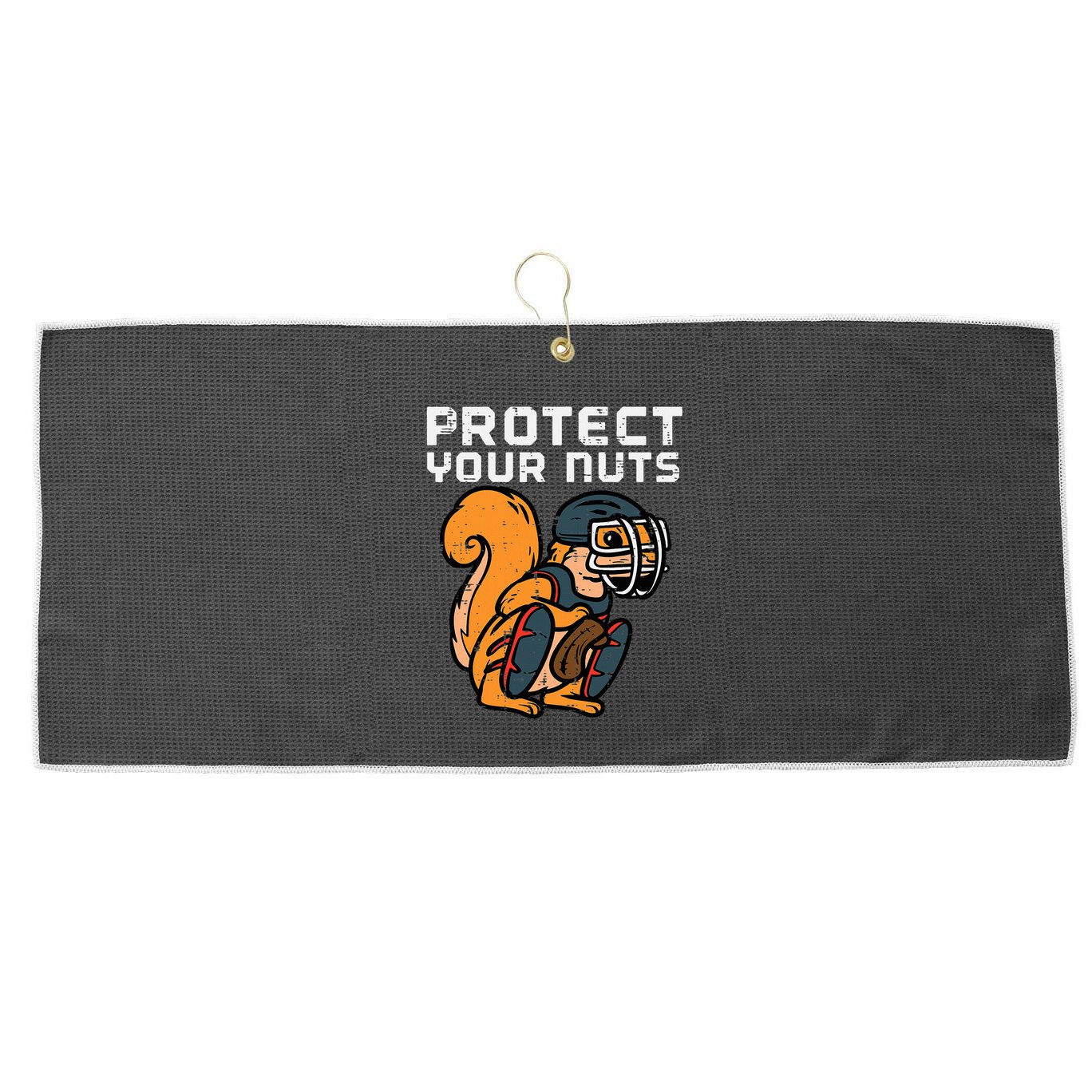 Squirrel Baseball Catcher Protect Your Nuts Large Microfiber Waffle Golf Towel