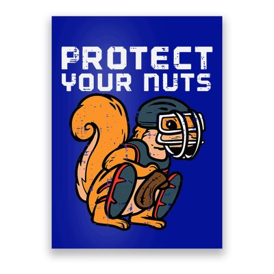 Squirrel Baseball Catcher Protect Your Nuts Poster