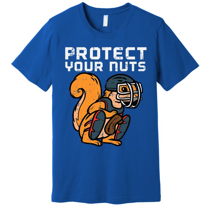 Squirrel Baseball Catcher Protect Your Nuts Premium T-Shirt