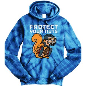 Squirrel Baseball Catcher Protect Your Nuts Tie Dye Hoodie