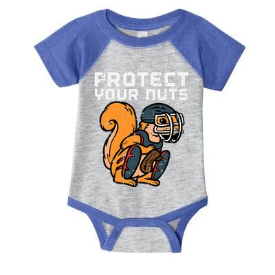 Squirrel Baseball Catcher Protect Your Nuts Infant Baby Jersey Bodysuit