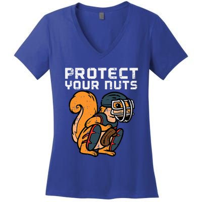 Squirrel Baseball Catcher Protect Your Nuts Women's V-Neck T-Shirt