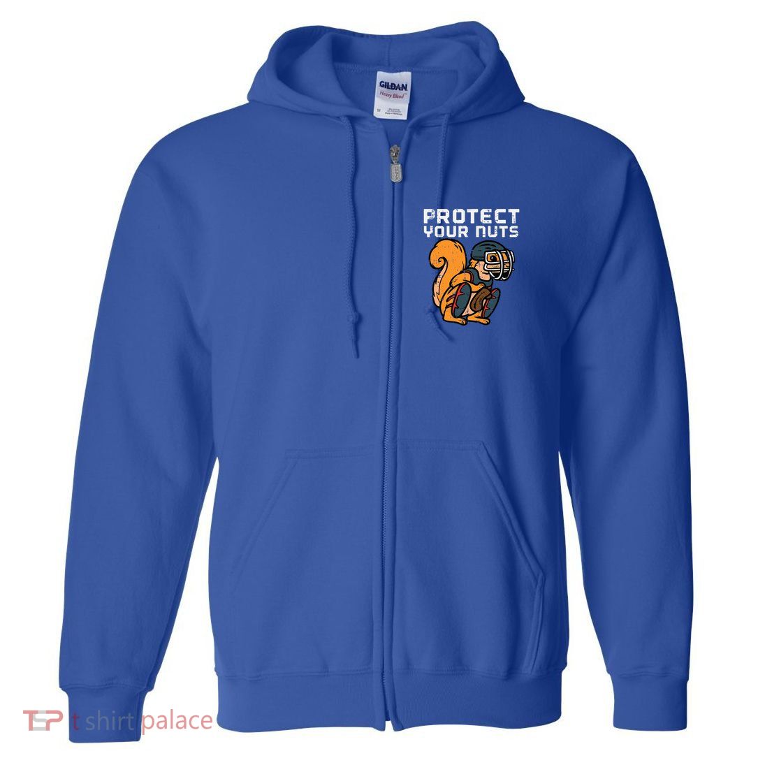 Squirrel Baseball Catcher Protect Your Nuts Full Zip Hoodie