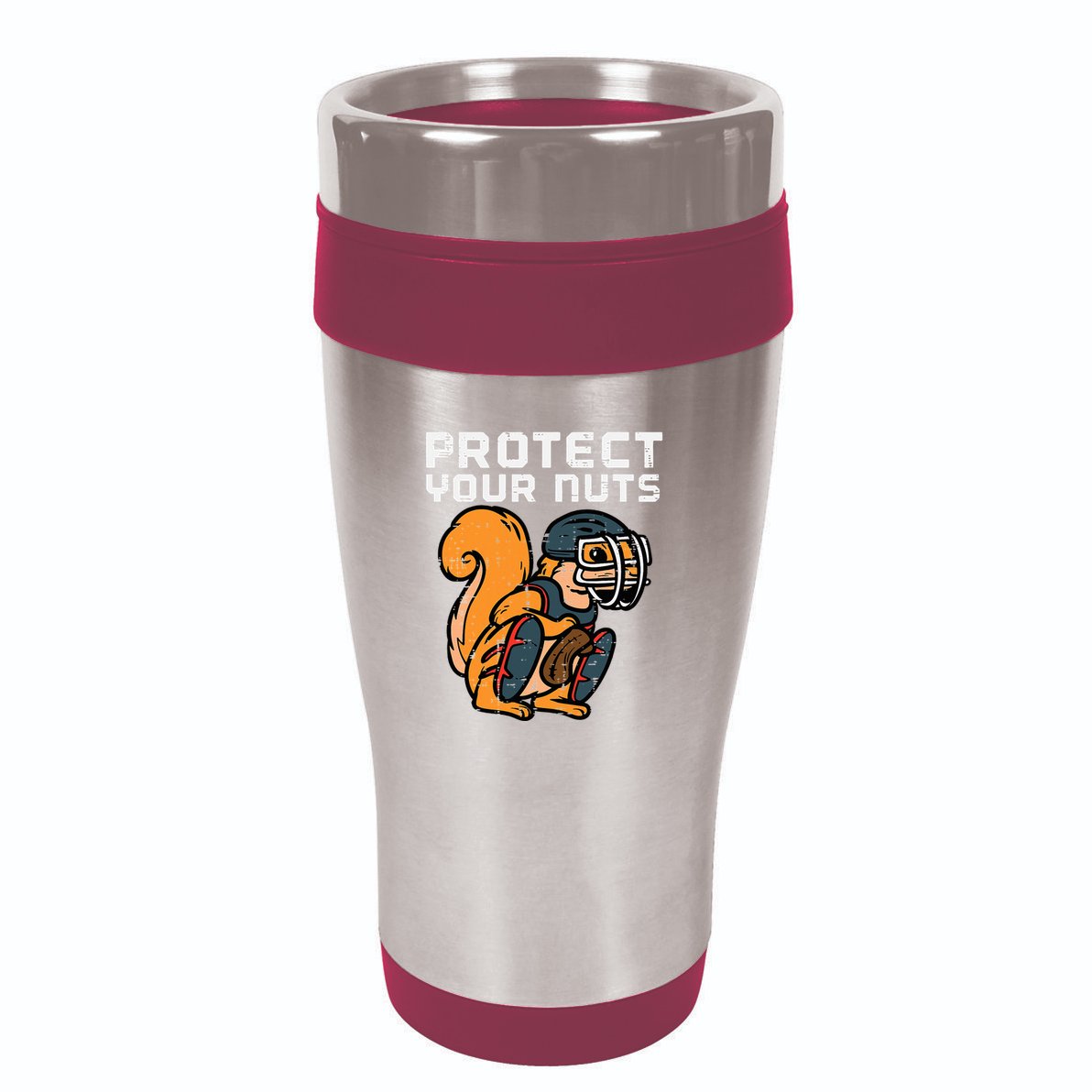 Squirrel Baseball Catcher Protect Your Nuts 16oz Travel Tumbler
