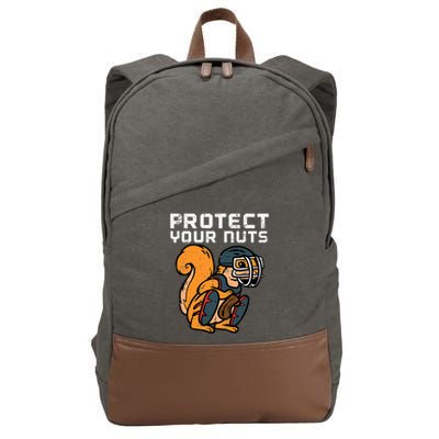 Squirrel Baseball Catcher Protect Your Nuts Cotton Canvas Backpack