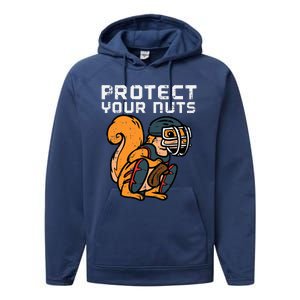 Squirrel Baseball Catcher Protect Your Nuts Performance Fleece Hoodie