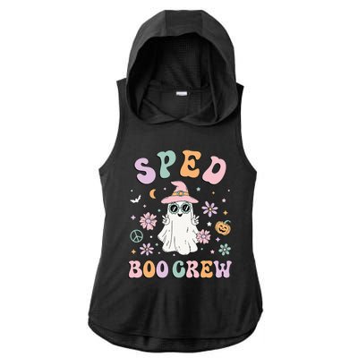 SPED Boo Crew Halloween Floral Ghost Special Ed SPED Teacher Ladies PosiCharge Tri-Blend Wicking Draft Hoodie Tank