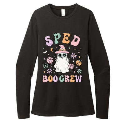 SPED Boo Crew Halloween Floral Ghost Special Ed SPED Teacher Womens CVC Long Sleeve Shirt