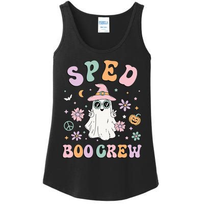 SPED Boo Crew Halloween Floral Ghost Special Ed SPED Teacher Ladies Essential Tank