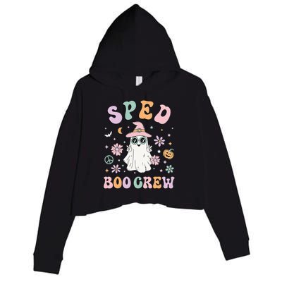 SPED Boo Crew Halloween Floral Ghost Special Ed SPED Teacher Crop Fleece Hoodie