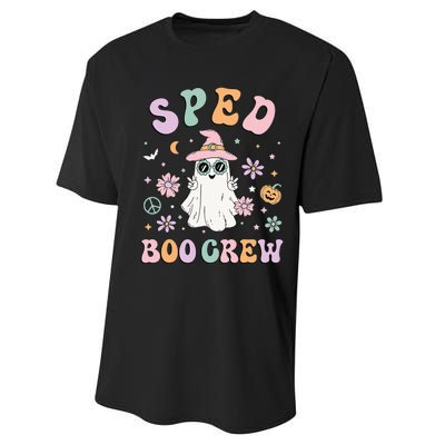 SPED Boo Crew Halloween Floral Ghost Special Ed SPED Teacher Performance Sprint T-Shirt