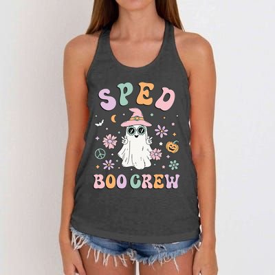 SPED Boo Crew Halloween Floral Ghost Special Ed SPED Teacher Women's Knotted Racerback Tank